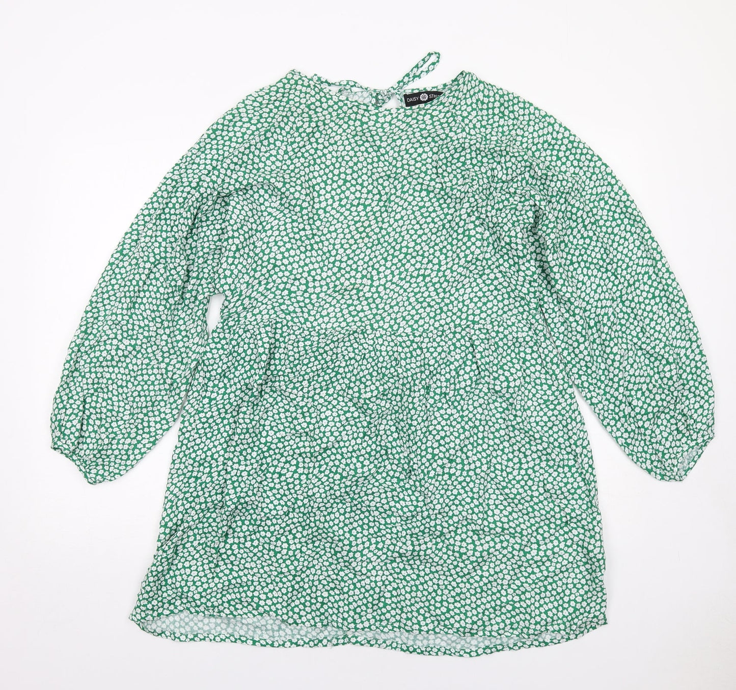 Daisy Street Womens Green Floral Viscose A-Line Size 6 Round Neck Pullover