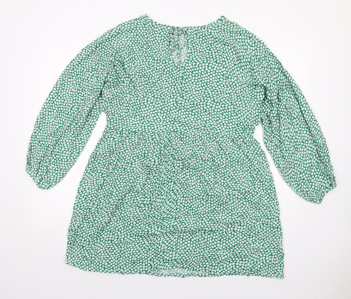 Daisy Street Womens Green Floral Viscose A-Line Size 6 Round Neck Pullover