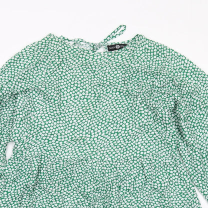 Daisy Street Womens Green Floral Viscose A-Line Size 6 Round Neck Pullover