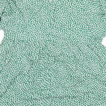 Daisy Street Womens Green Floral Viscose A-Line Size 6 Round Neck Pullover