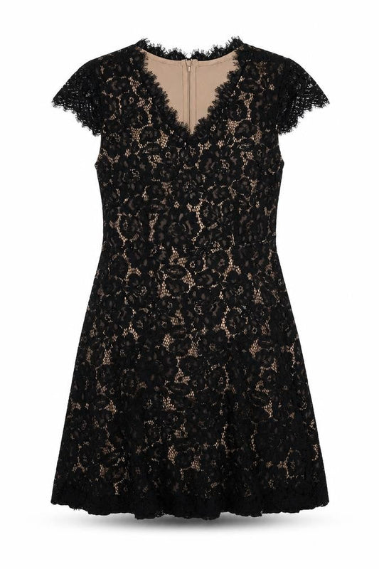 Rebellion Womens Black Floral Cotton A-Line Size M V-Neck Zip