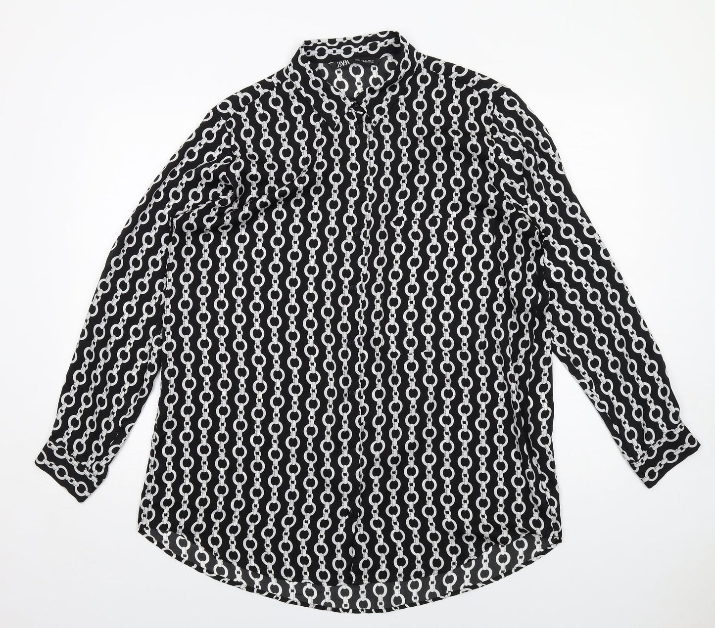 Womens UK Size XL Zara Black Basic Button-Up