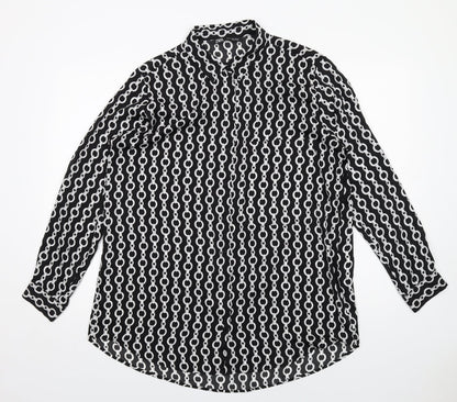 Womens UK Size XL Zara Black Basic Button-Up