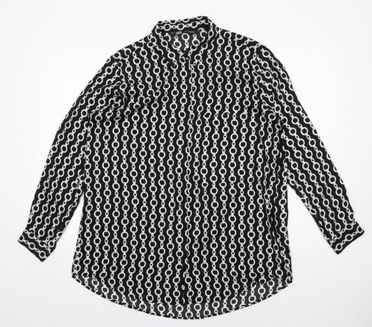 Womens UK Size XL Zara Black Basic Button-Up