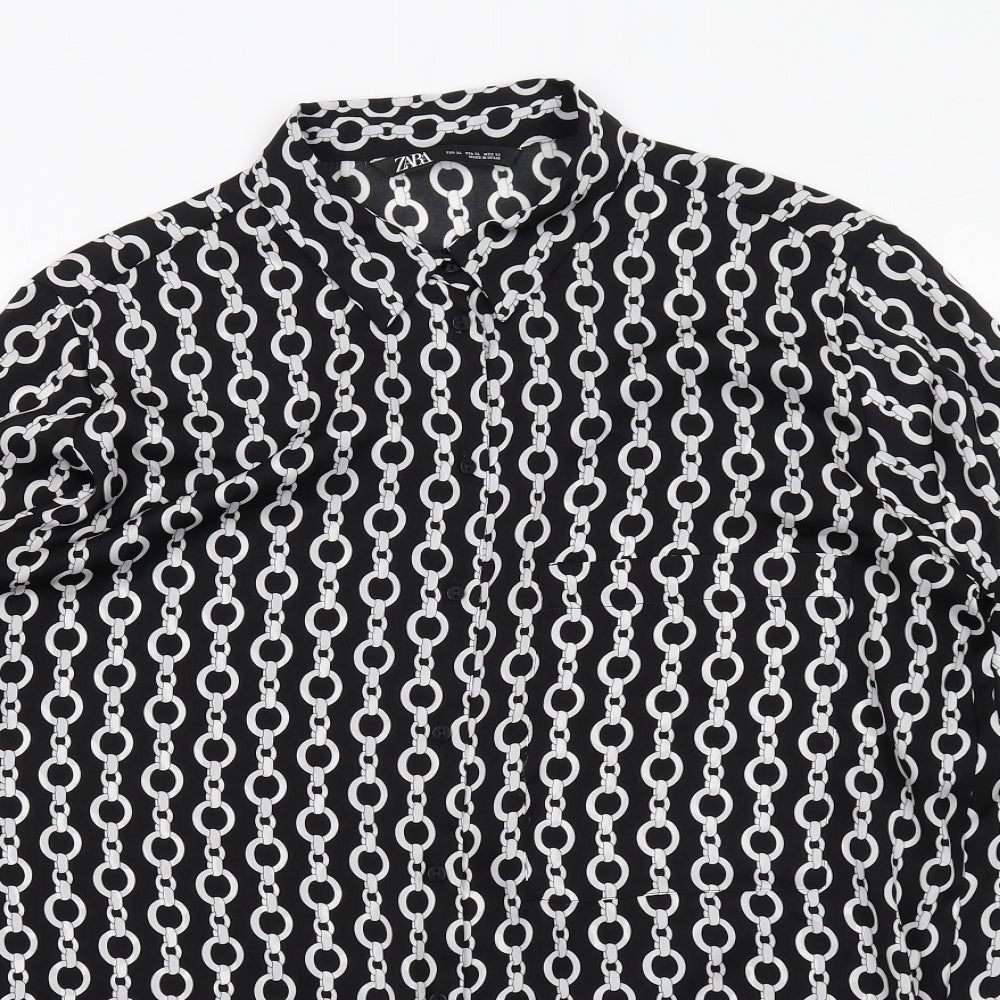 Womens UK Size XL Zara Black Basic Button-Up