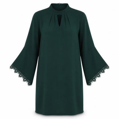 Debut Womens Green Polyester A-Line Size 14 Round Neck Zip