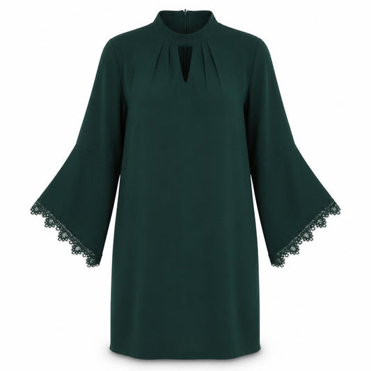 Debut Womens Green Polyester A-Line Size 14 Round Neck Zip
