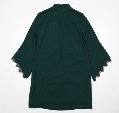 Debut Womens Green Polyester A-Line Size 14 Round Neck Zip