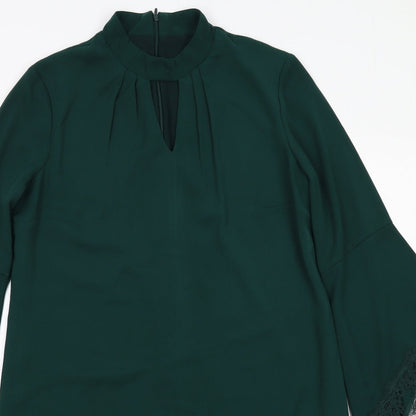 Debut Womens Green Polyester A-Line Size 14 Round Neck Zip