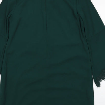 Debut Womens Green Polyester A-Line Size 14 Round Neck Zip