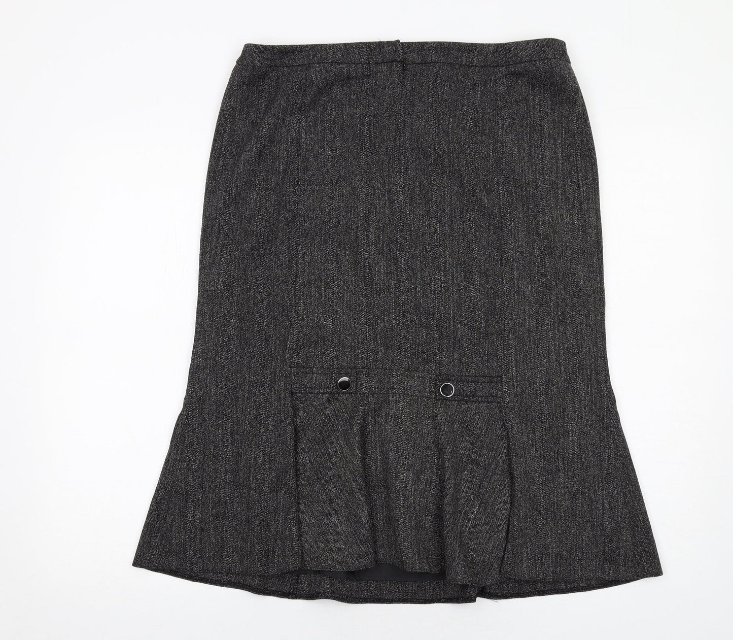 BHS Womens Grey Polyester A-Line Skirt Size 12 Zip