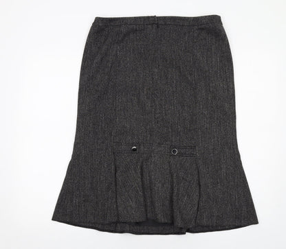BHS Womens Grey Polyester A-Line Skirt Size 12 Zip