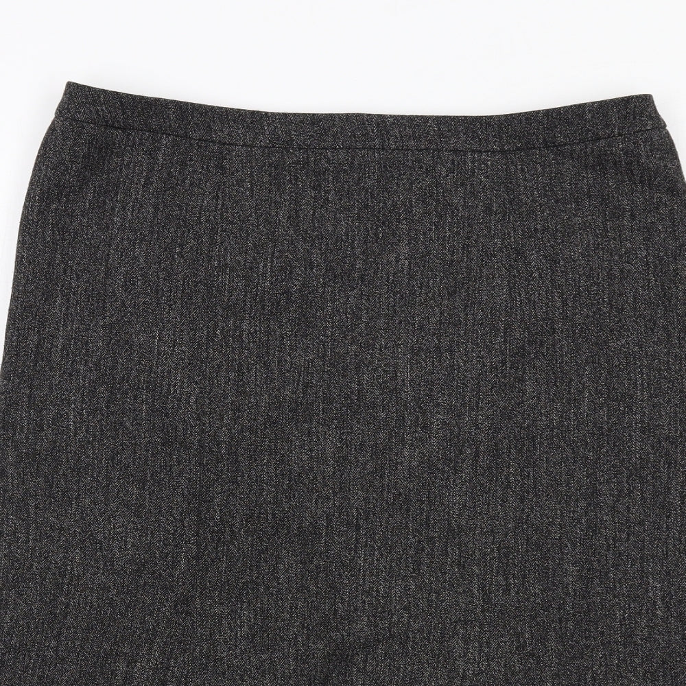 BHS Womens Grey Polyester A-Line Skirt Size 12 Zip