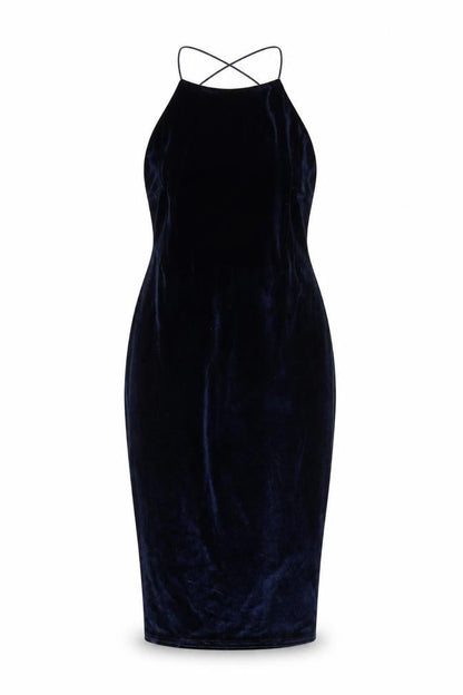 Missguided Womens Blue Polyester Bodycon Size 10 Round Neck Zip