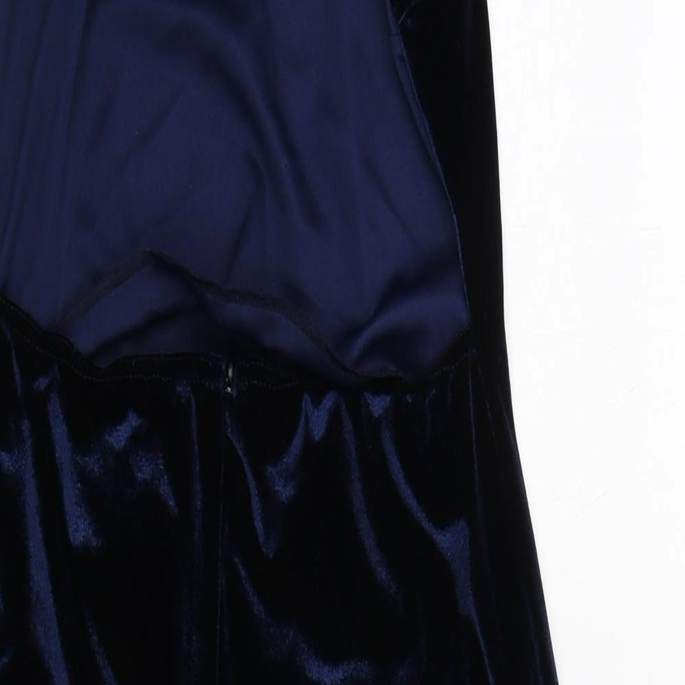 Missguided Womens Blue Polyester Bodycon Size 10 Round Neck Zip