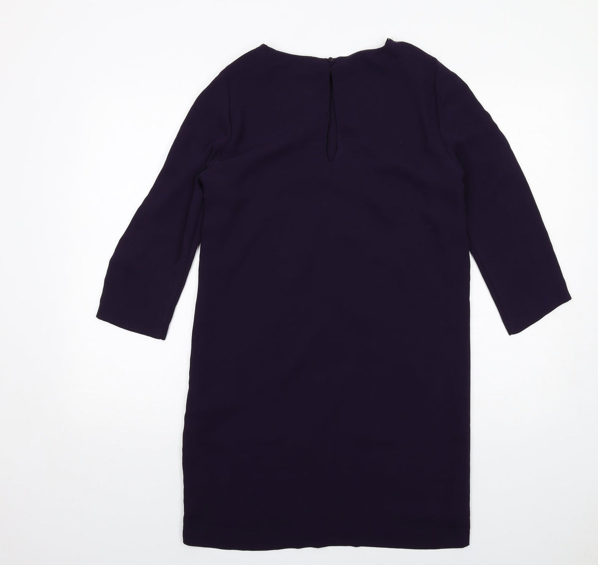 Zara Womens Purple Polyester A-Line Size S Round Neck Button