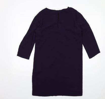Zara Womens Purple Polyester A-Line Size S Round Neck Button
