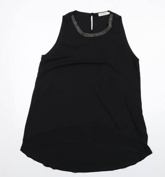 Paraphrase Womens Black Polyester Basic Tank Size 14 Round Neck