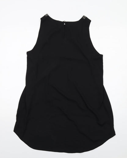 Paraphrase Womens Black Polyester Basic Tank Size 14 Round Neck