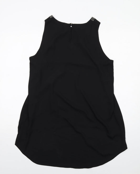 Paraphrase Womens Black Polyester Basic Tank Size 14 Round Neck