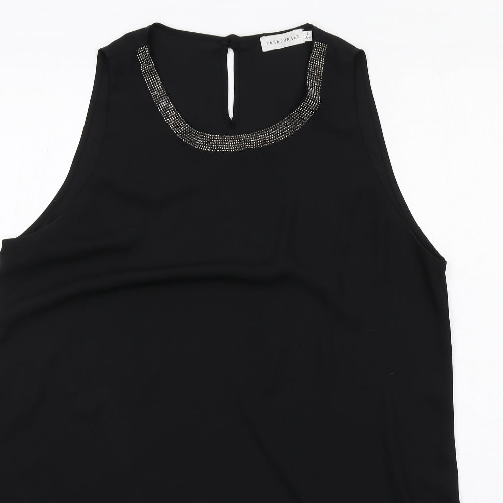 Paraphrase Womens Black Polyester Basic Tank Size 14 Round Neck