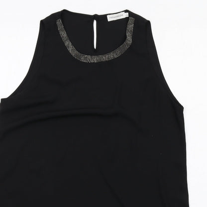 Paraphrase Womens Black Polyester Basic Tank Size 14 Round Neck