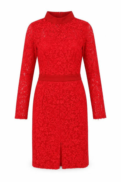 PRETTYLITTLETHING Womens Red Geometric Nylon A-Line Size 6 Round Neck Zip