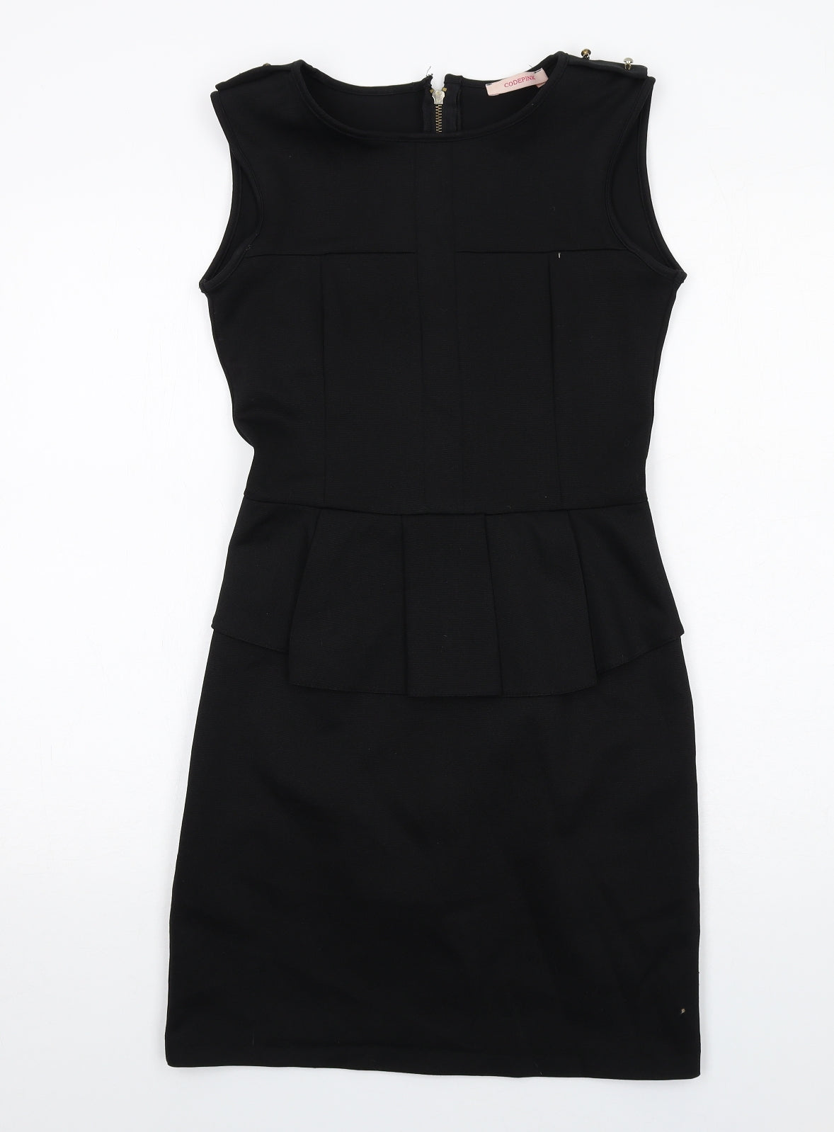 Code Pink Womens Black Polyester Shift Size 10 Round Neck Zip