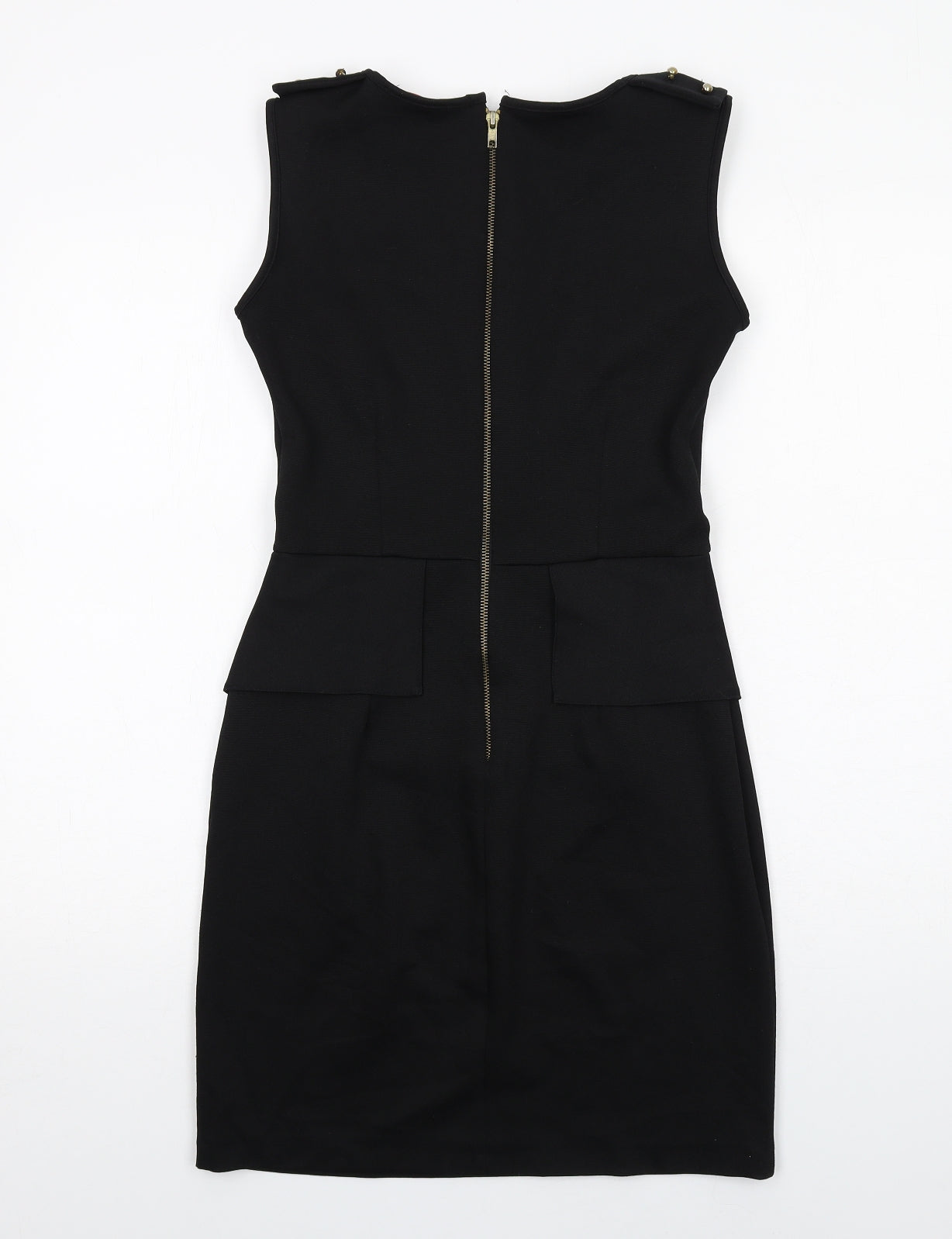 Code Pink Womens Black Polyester Shift Size 10 Round Neck Zip