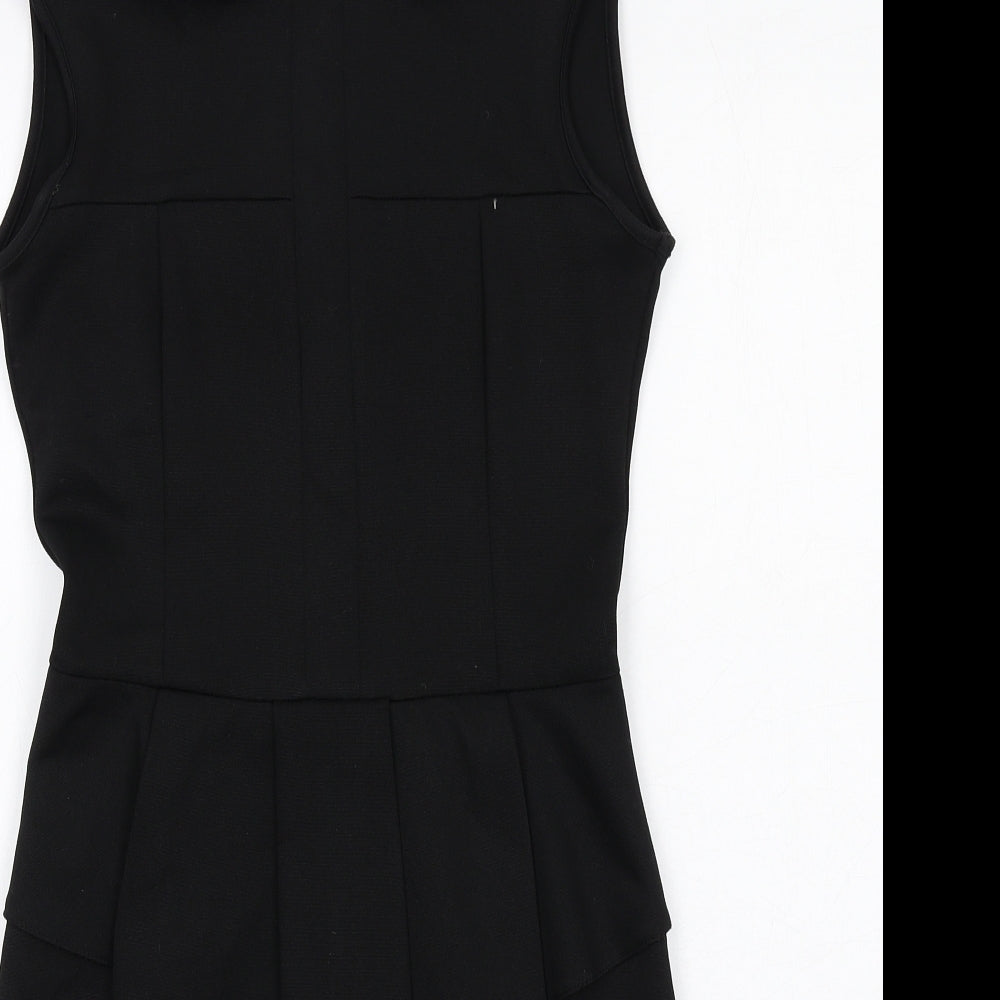 Code Pink Womens Black Polyester Shift Size 10 Round Neck Zip