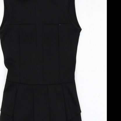 Code Pink Womens Black Polyester Shift Size 10 Round Neck Zip
