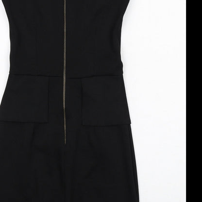 Code Pink Womens Black Polyester Shift Size 10 Round Neck Zip