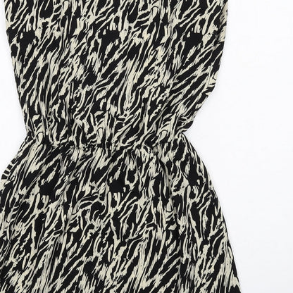 Pins & Needles Womens Black Geometric Polyester A-Line Size M Round Neck Pullover