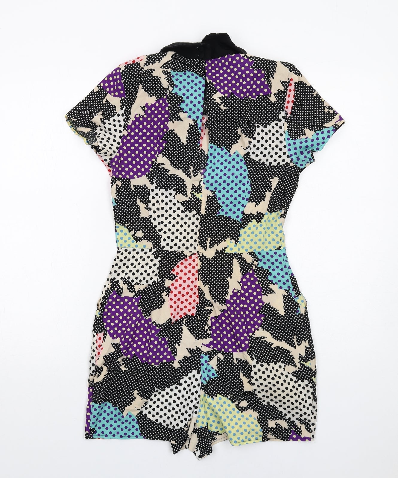 Topshop Womens Multicoloured Geometric Viscose Playsuit One-Piece Size 8 Zip