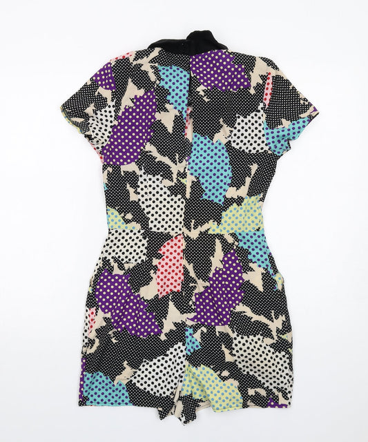 Topshop Womens Multicoloured Geometric Viscose Playsuit One-Piece Size 8 Zip