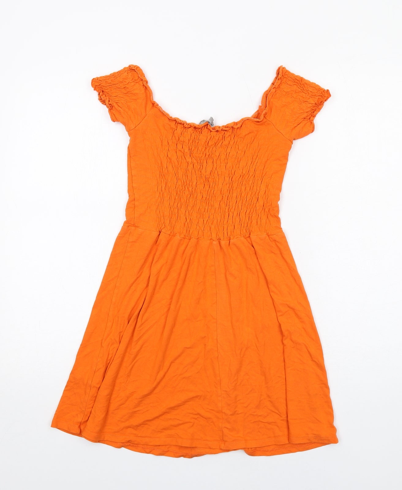 ASOS Womens Orange Viscose Fit & Flare Size 4 Round Neck Pullover