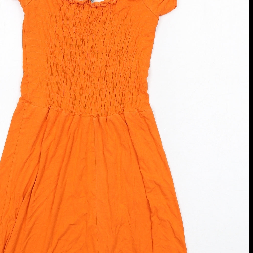 ASOS Womens Orange Viscose Fit & Flare Size 4 Round Neck Pullover