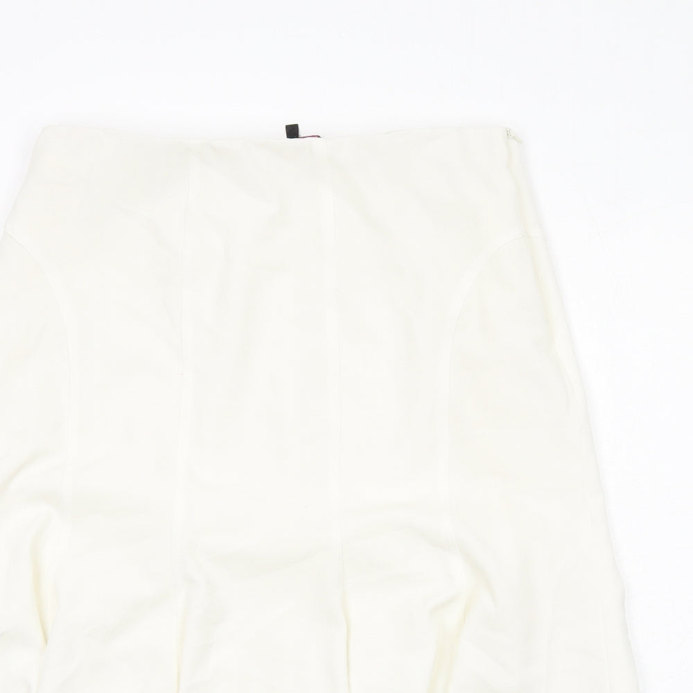 Hudson and Onslow Womens White Polyester Swing Skirt Size 14 Zip