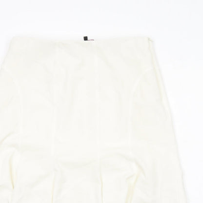 Hudson and Onslow Womens White Polyester Swing Skirt Size 14 Zip