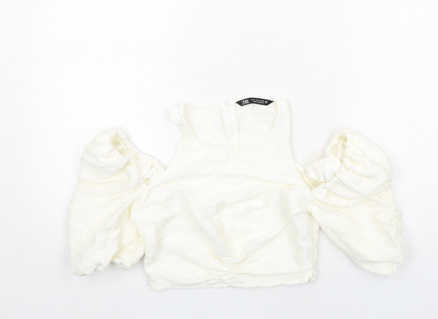 Womens UK Size S Zara Ivory Cropped Blouse