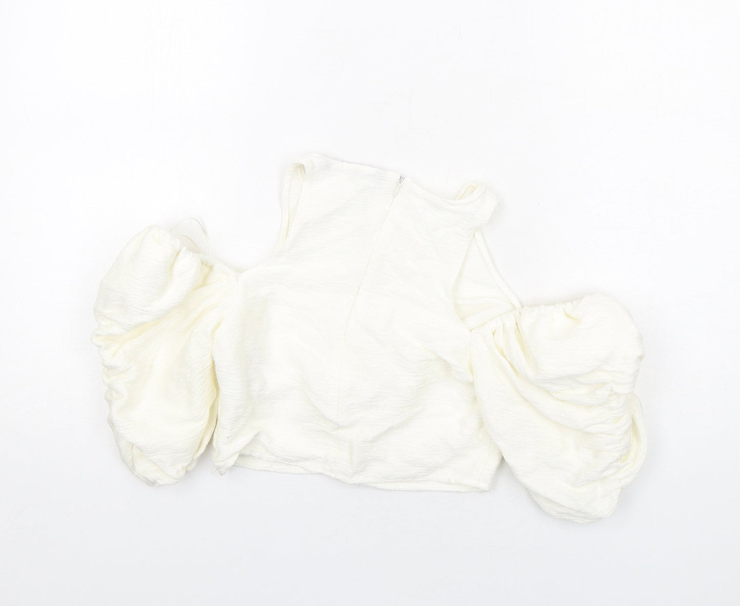 Womens UK Size S Zara Ivory Cropped Blouse
