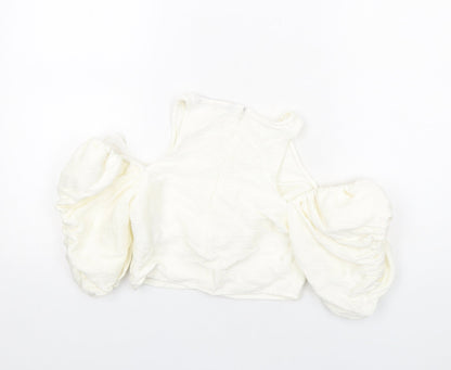 Womens UK Size S Zara Ivory Cropped Blouse