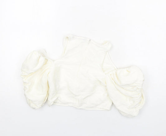 Womens UK Size S Zara Ivory Cropped Blouse