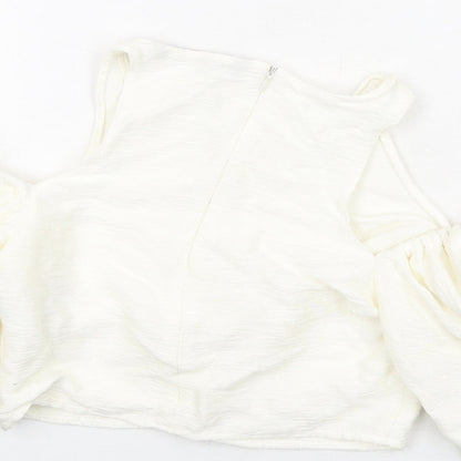 Womens UK Size S Zara Ivory Cropped Blouse
