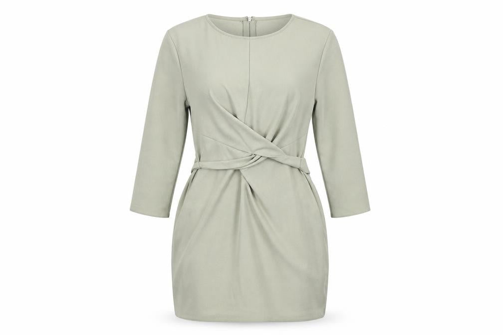 ASOS Womens Green Polyester A-Line Size 6 Round Neck Zip