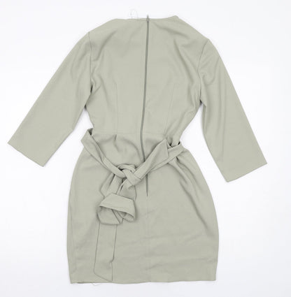 ASOS Womens Green Polyester A-Line Size 6 Round Neck Zip