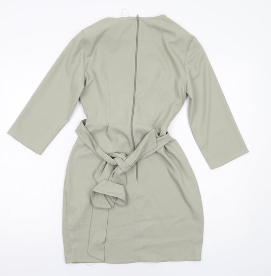 ASOS Womens Green Polyester A-Line Size 6 Round Neck Zip