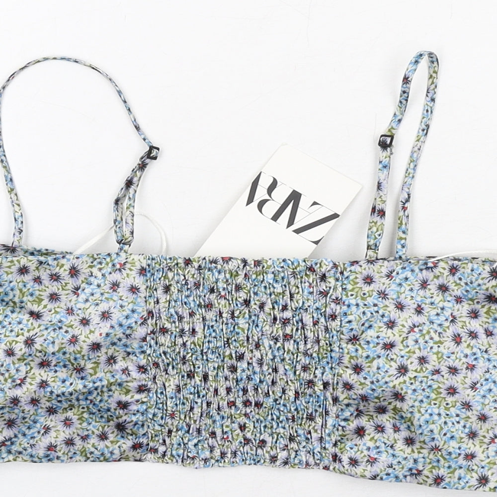 Womens UK Size S Zara Multicoloured Cropped Tank
