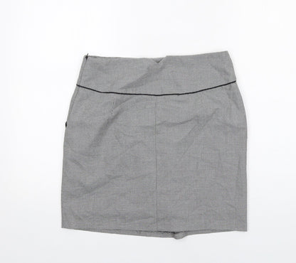 Dorothy Perkins Womens Grey Geometric Polyester A-Line Skirt Size 12 Zip