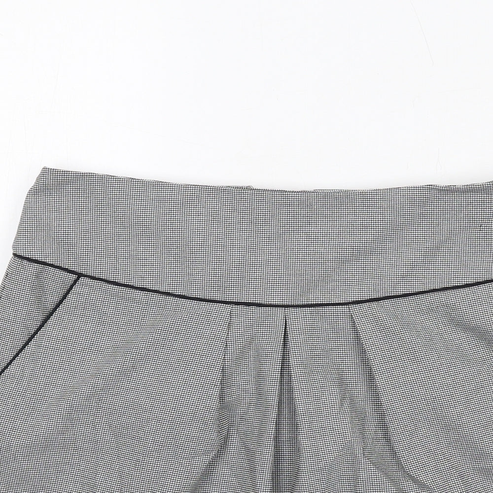 Dorothy Perkins Womens Grey Geometric Polyester A-Line Skirt Size 12 Zip